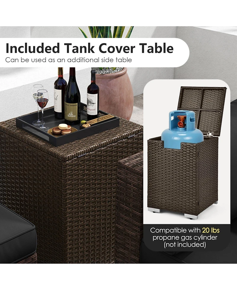 Gymax Set Of 7 Furniture w/32'' Fire Pit Table and Propane Tank Cover Outdoor