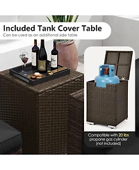 Gymax Set Of 7 Furniture w/32'' Fire Pit Table and Propane Tank Cover Outdoor