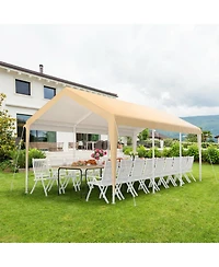 Gymax 10x20 ft Heavy-Duty Steel Carport Car Canopy Shelter Sidewalls Tent Garage