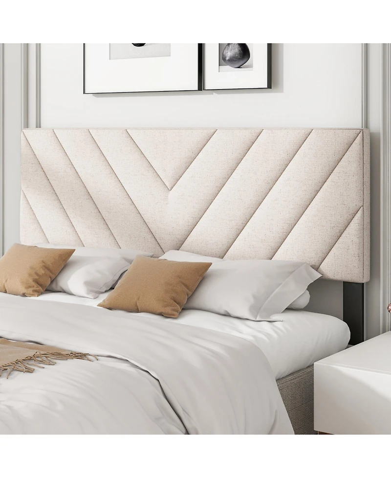Sugift Linen Upholstered Headboard for Full and Queen Bed Frames