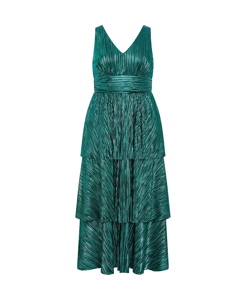 City Chic Women's Glamour Metallic Tier Dress