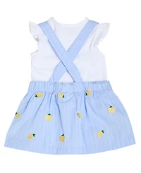 Guess Baby Girls' Short Sleeve Bodysuit and Poplin Yarn Dye Stripe Skirtall, 2-Piece Set