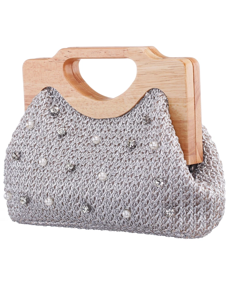 Nina Solei Straw Small Clutch Handbag