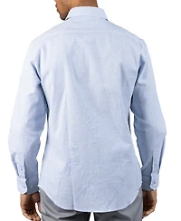 Tailorbyrd Men's Yarn Dyed Linen Stripe Long Sleeve Shirt