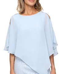 Sl Fashions Petite Crewneck Asymmetric Overlay Sheath Dress