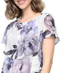 Sl Fashions Petite Printed Tiered Midi Dress