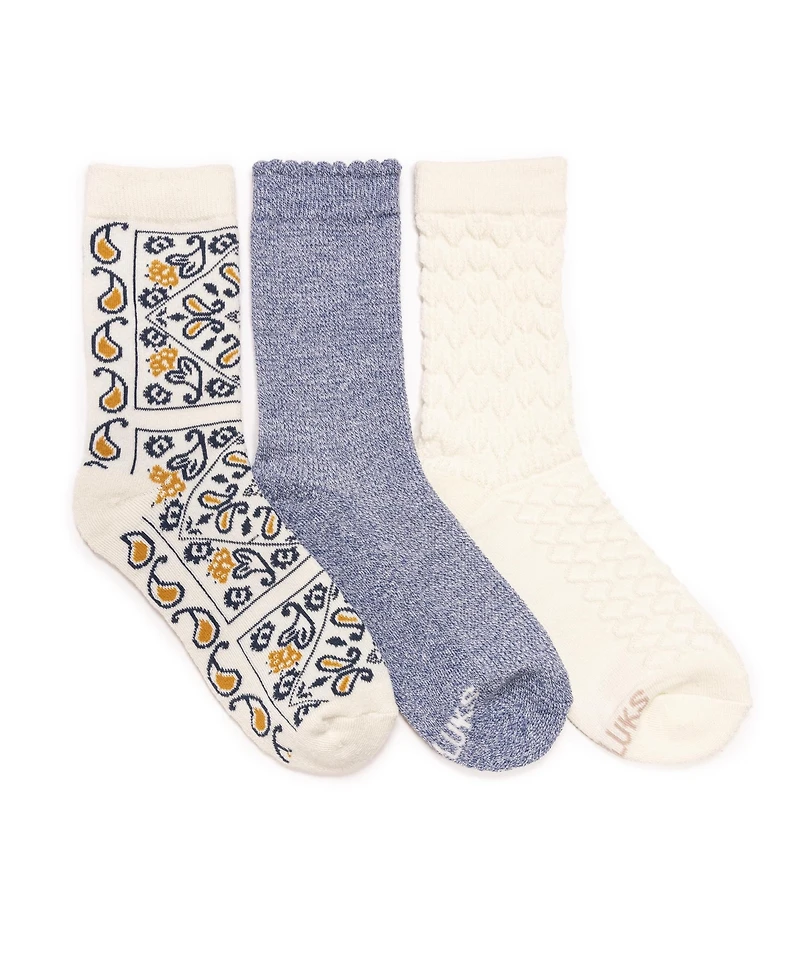 Muk Luks Women's Dream Step Crew Socks, 3 Pair Pack