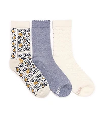 Muk Luks Women's Dream Step Crew Socks, 3 Pair Pack