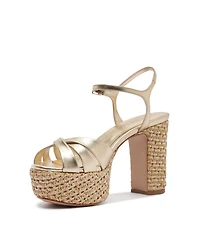 Schutz Women's Keefa Raffia Round Toe Sandals