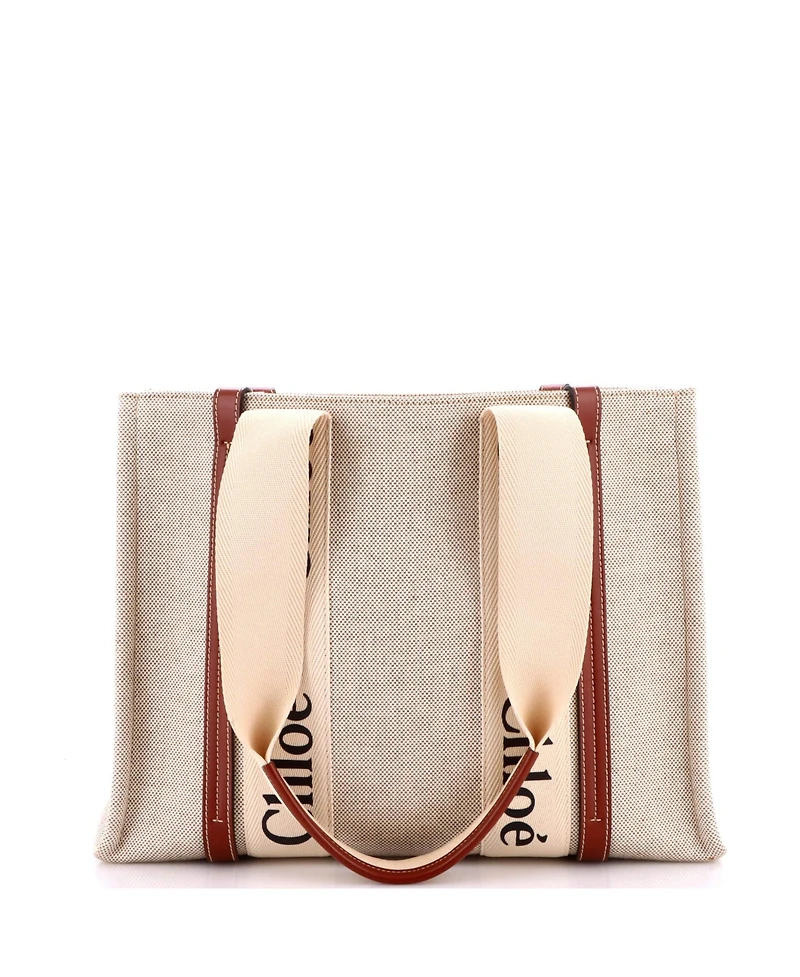 Pre-Owned Chloe Medium Woody Tote Canvas with Leather