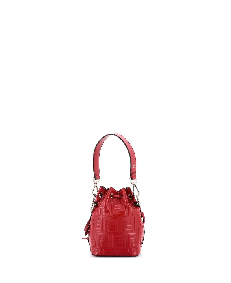 Pre-Owned Fendi Mini Mon Tresor Bucket Bag Zucca Embossed Leather