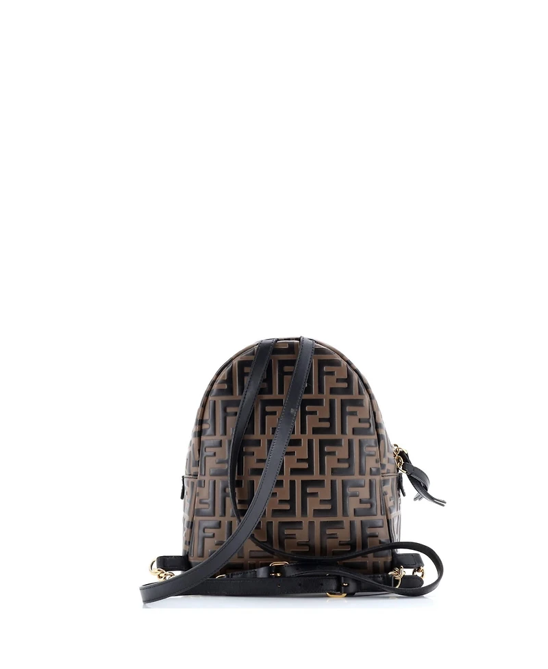 Pre-Owned Fendi Mini By The Way Backpack Zucca Embossed Leather
