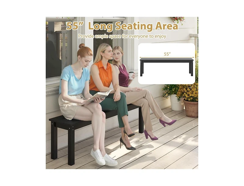 Slickblue 55 Inch Hdpe Outdoor Bench for Patio and Garden