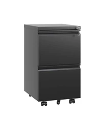 Rainsken 2 Drawer File Cabinet with Lock, Under Desk Rolling Filing Cabinet with Wheels for Home Office Storage