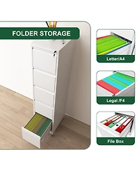 Rainsken 5 Drawer Locking Vertical File Cabinet on Wheels