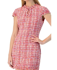 Ivonne Women's Short Tweed A-Line Dress with V-Neck Neckline