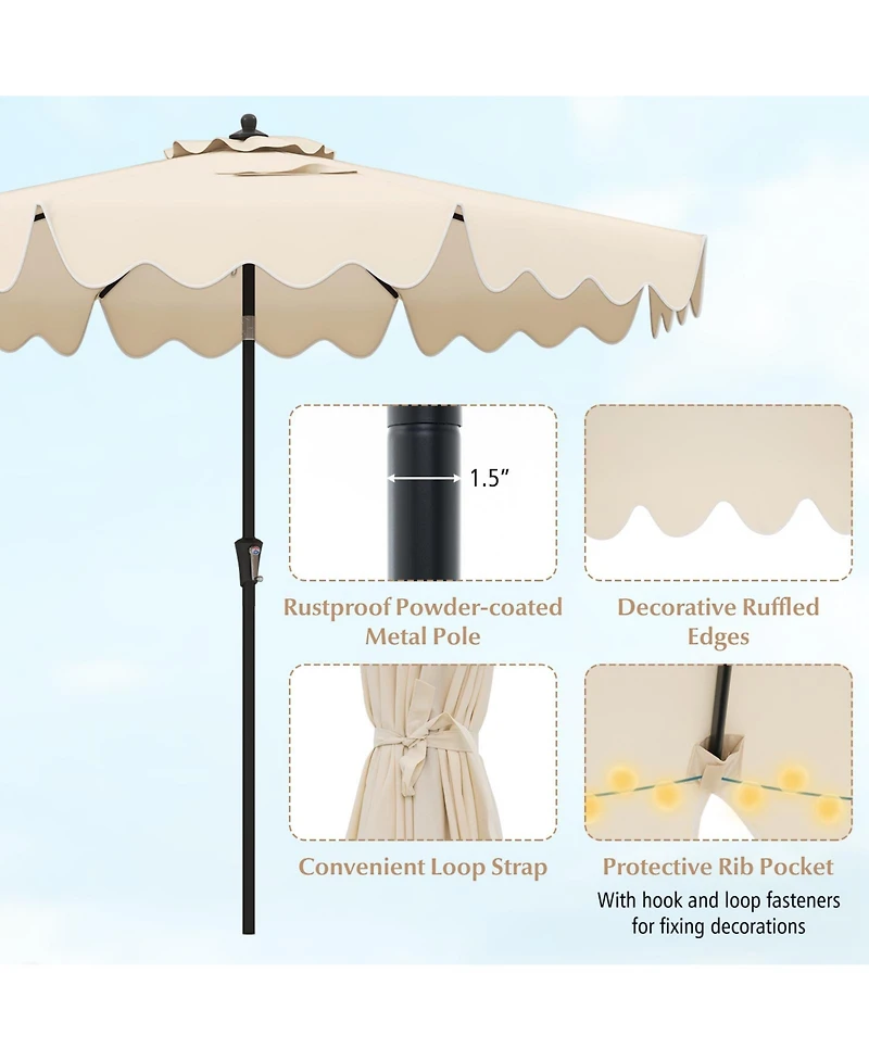 Sugift 9 Feet Patio Umbrella with Crank Handle and Push Button Tilt