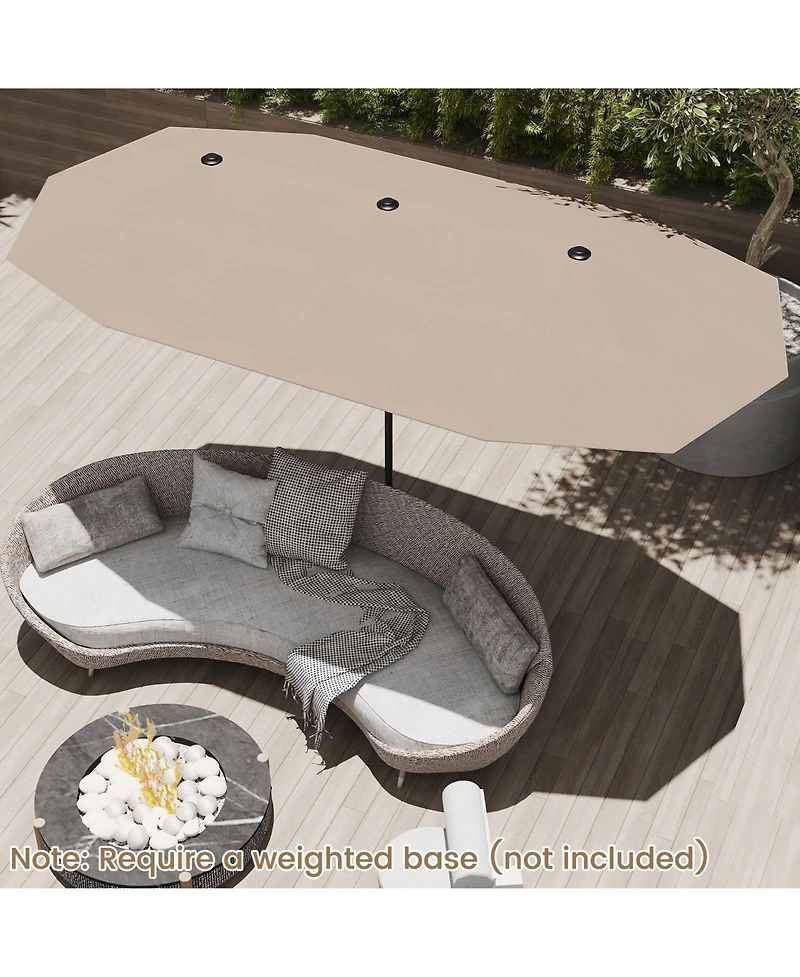 Sugift 13 Ft Large Patio Umbrella Outdoor Double-Sided Table Market Umbrella with Crank Handle-Coffee