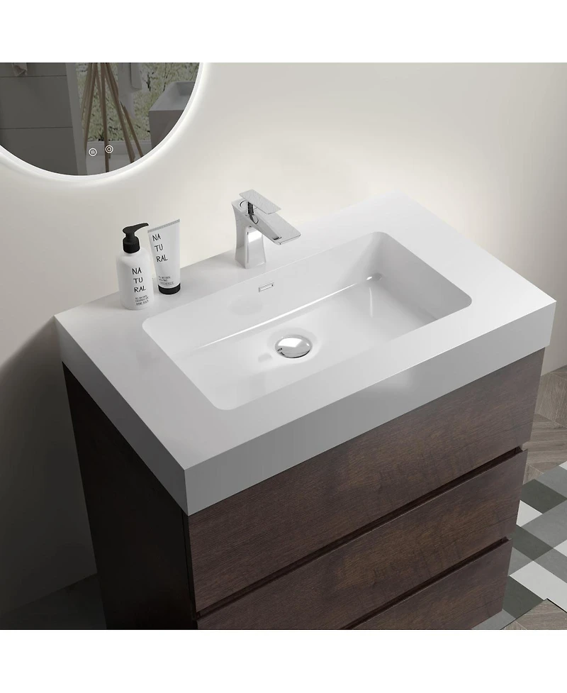 Sillysis 30" Freestanding Bathroom Vanity with Sink, Modern Bathroom Vanity with Soft Close Drawers for Contemporary Homes