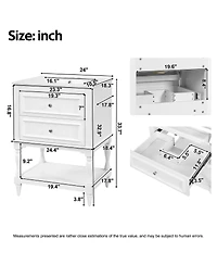 Sillysis 24.4" Retro Freestanding Bathroom Vanity with Sink, Storage Cabinet Open Shelf & Ample Drawers