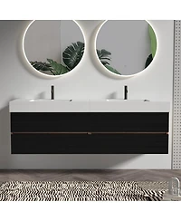 Sillysis 71.7" Floating Modern Double Sink Bathroom Vanity with Soft Close Drawers & Integrated Sinks for Large Bathrooms