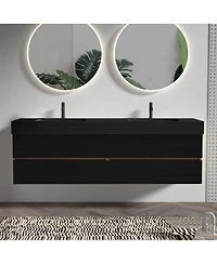 Sillysis 71.7" Floating Modern Double Sink Bathroom Vanity with Soft Close Drawers & Integrated Sinks for Large Bathrooms