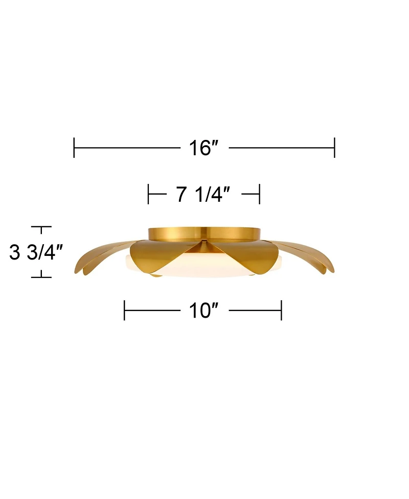 Possini Euro Design Radiance 16" Wide Brass Flower Led Ceiling Light