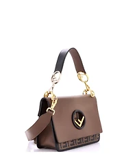 Pre-Owned Fendi Medium Kan I F Shoulder Bag Leather with Zucca Embossed Detail