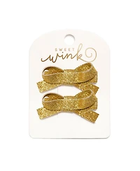 Sweet Wink Little and Big Girls Gold Sparkle Bow Clip Set