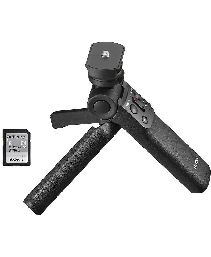 Sony Zv-1 Compact 4K Hd Camera, White, Bundle with Shooting Grip/Tripod, 64GB Memory Card and Shoulder Bag