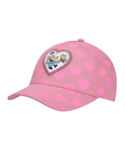 Dog Man Girls Glitter Heart Youth Pink Traditional Adjustable Hat