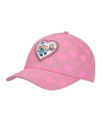 Dog Man Girls Glitter Heart Youth Pink Traditional Adjustable Hat