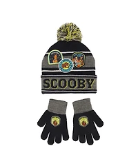 Scooby Doo Boys Super Sleuth Badges Youth 2-Piece Knit Beanie and Gloves Set