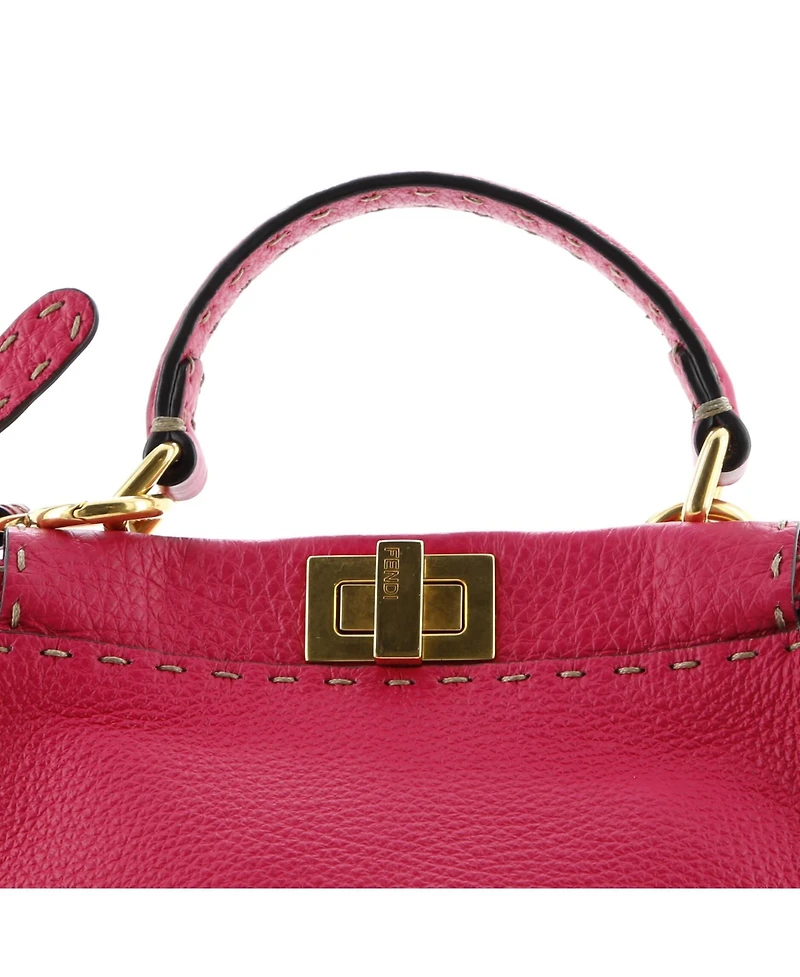 Pre-Owned Fendi Mini Selleria Peekaboo Bag Leather
