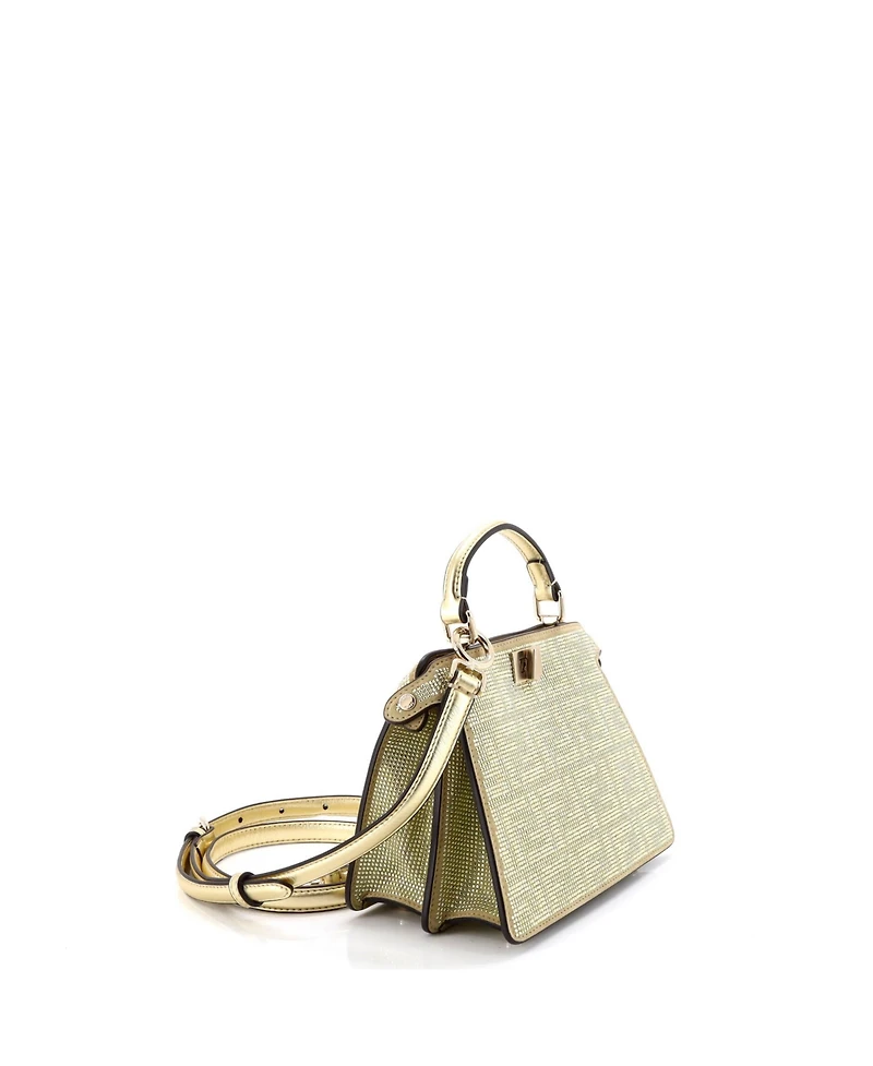 Pre-Owned Fendi Petite Peekaboo ISeeU Bag Zucca Crystal Embellished Suede