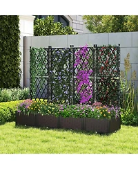 Gymax Raised Garden Bed w/Trellis Drain Holes for Climbing Vines Flowers Vegetables