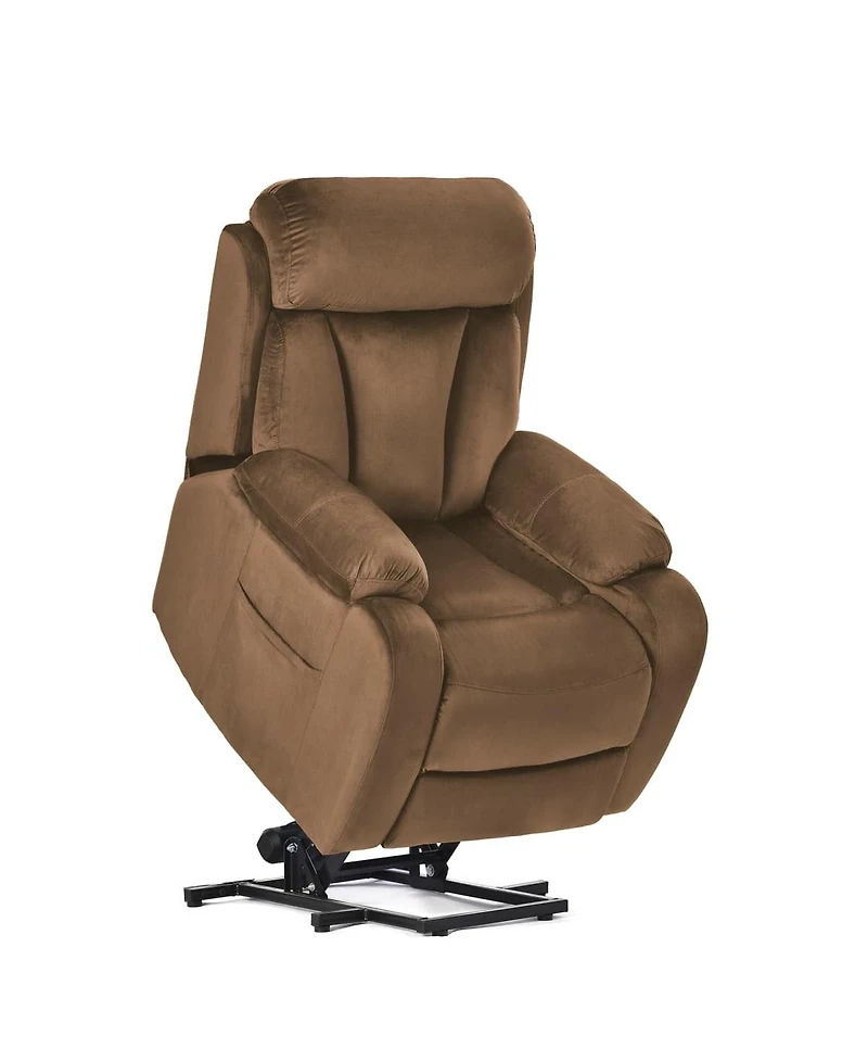Maison Boucle power lift recliner for elderly, velvet electric chair w/ remote, wide seat, side pocket & heavy-duty