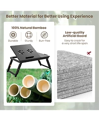 Sugift Adjustable Bamboo Laptop Desk with Tilting Top and Storage Drawer