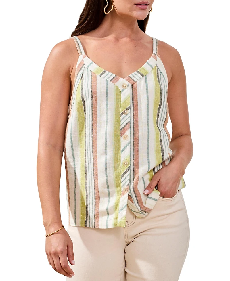Tribal Women's Button-Front Woven Relaxed Cami Top