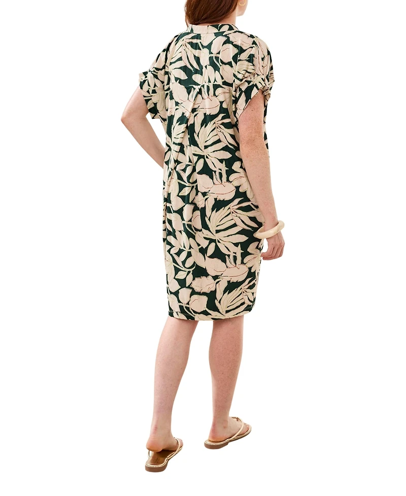 Tribal Women's Ruffle-Sleeve Notch Neck Shift Dress