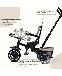 Kinder King 7-in-1 Toddler Tricycle Stroller with Rotating Seat, Adjustable Push Handle and Canopy