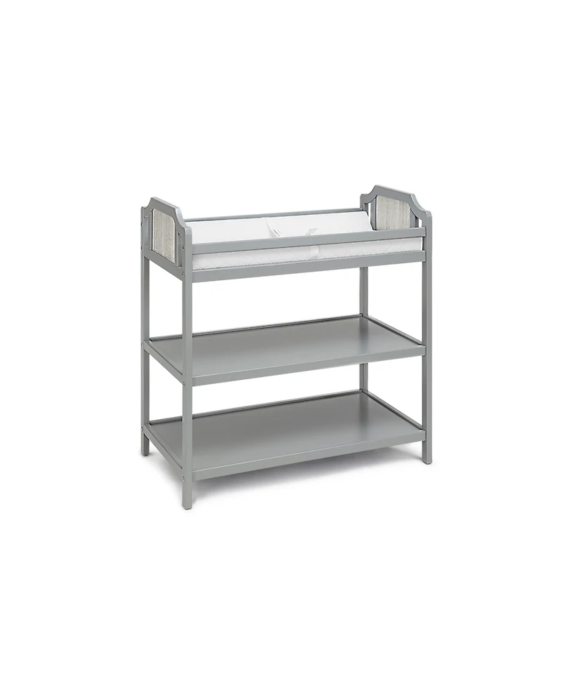 flynama Modern Changing Table Graystone Finish with Two Shelves and 4 Side Safety Rails for Nursery