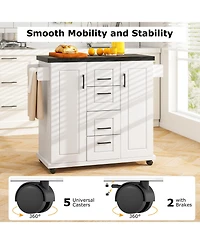 Sugift Rolling Kitchen Island Cart with Storage Cabinets and Shelves