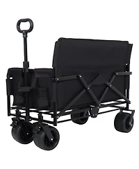 sumyeg Outdoor Storage 3-in-1 Collapsible Foldable Wagon Cart with Bench Seat & Heavy Duty Utility For Camping