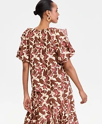 I.n.c. International Concepts Women's Printed Ruffle-Sleeve Top, Macy's Exclusive