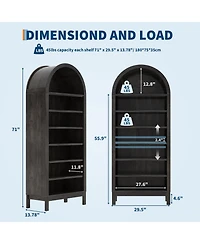 Homfan 71" Tall Farmhouse Arched Shoe Cabinet with Adjustable Shelves, 7 Tier Arched Bathroom Storage Cabinet Bookshelf Bookcase Food Pantry