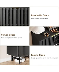 Homfan Slim 44" Tall 6-Tier Shoe Cabinet – Modern Entryway Organizer with Adjustable Shelves, Sturdy Doors, Freestanding Storage for Hallw