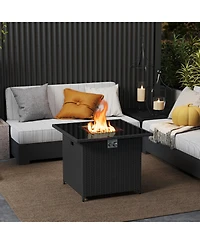 Sugift 32.5 in Propane Fire Pit Table with Tempered Glass Top