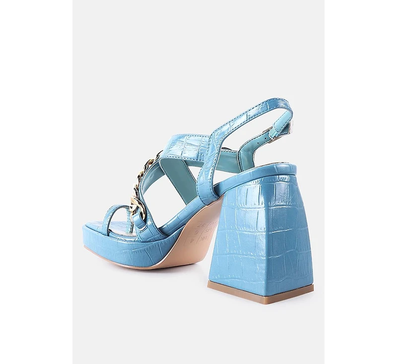 Womens Frecklin Metal Chain Block Heel Sandals