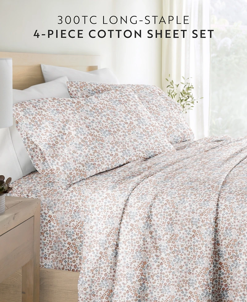ienjoy Home Long Staple 300-Thread Count Cotton Pattern -Pc. Sheet Set